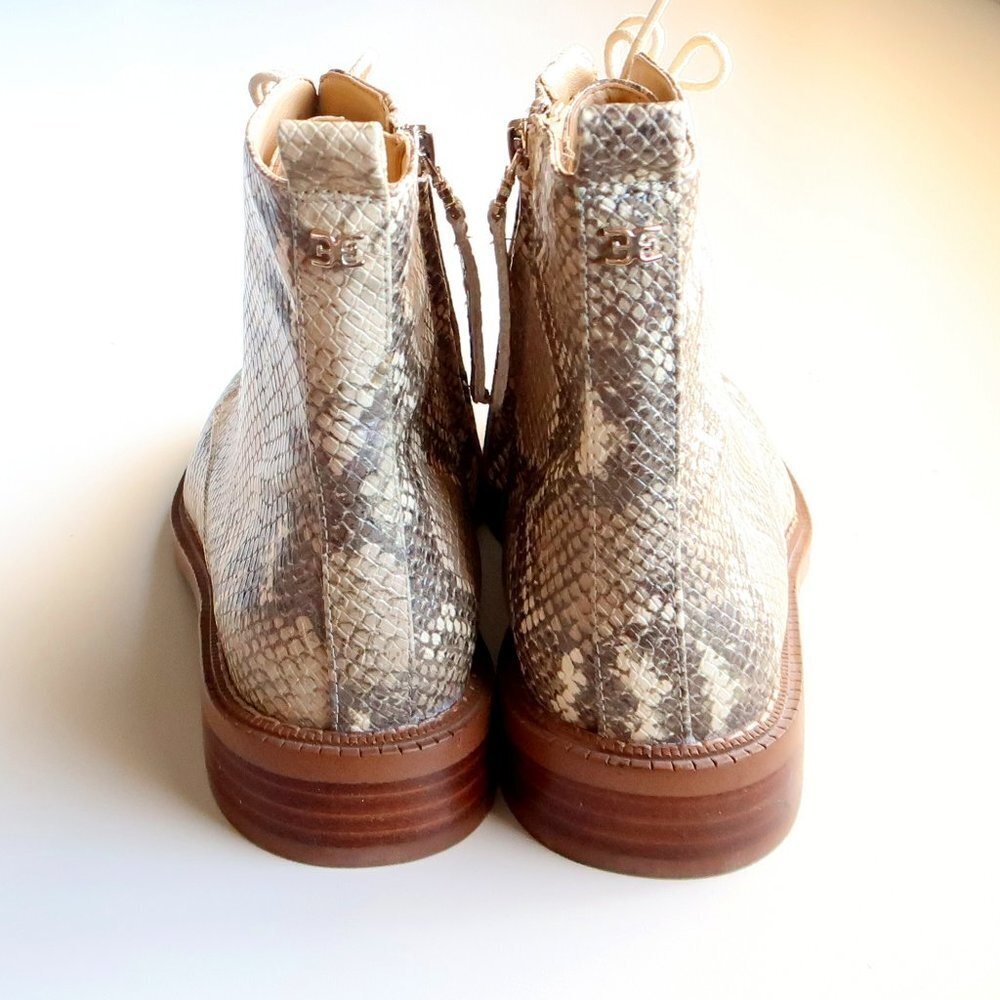Like New Sam Edelman Nina Snakeskin Lace Up Ankle Boots/Booties Size 8. - Picture 7 of 16